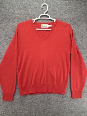 Vintage London  Fog Sweater Mens Medium Red Vneck Made USA
